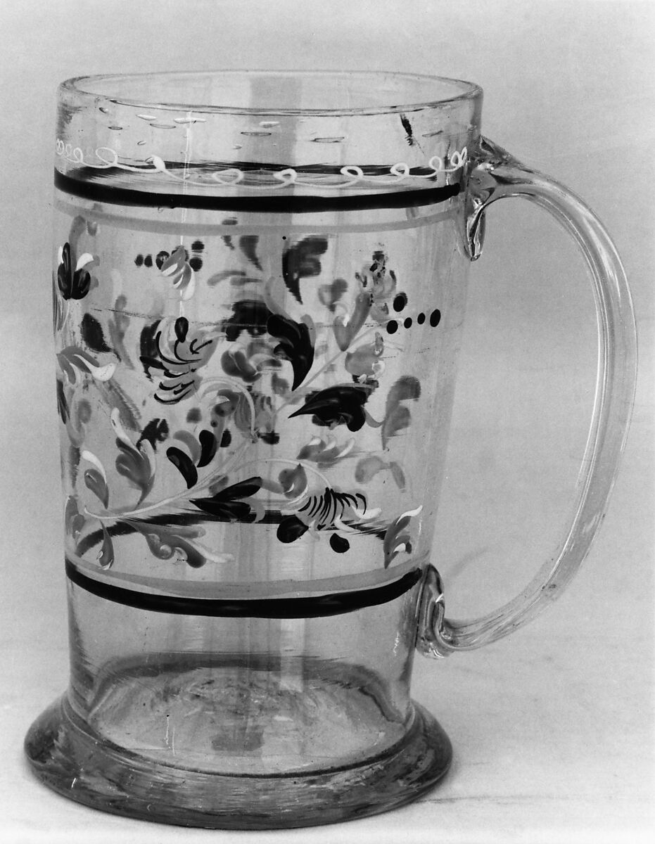 Mug, Non-lead glass with enamel decoration 