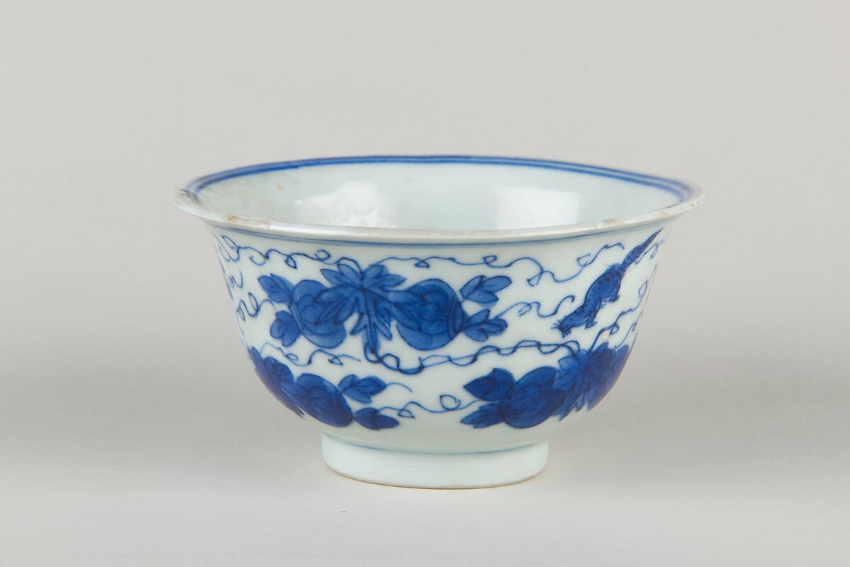Bowl, Porcelain painted with cobalt blue under transparent glaze, China