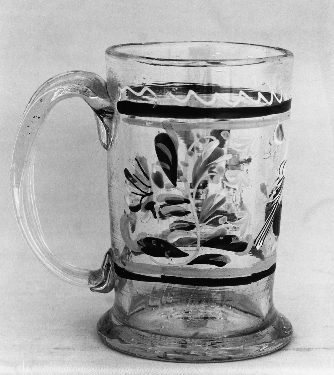 Mug, Non-lead glass with enamel decoration 