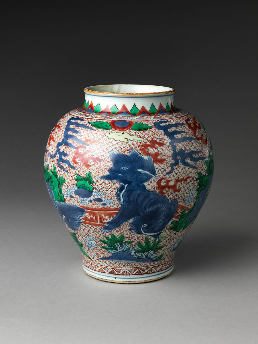 Jar with Mythical Qilin, Porcelain painted with colored enamels over transparent glaze (Jingdezhen ware), China