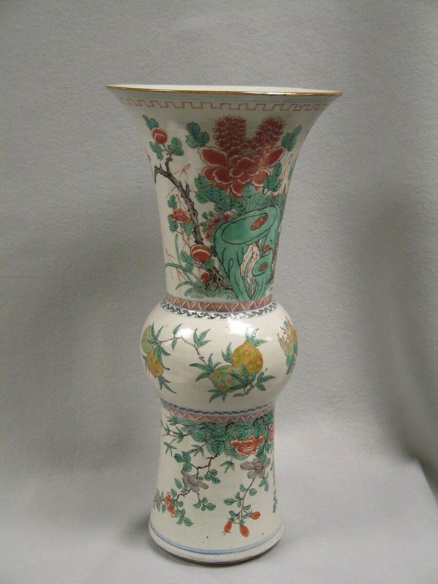 Vase, Porcelain painted in overglaze famille verte enamels, China