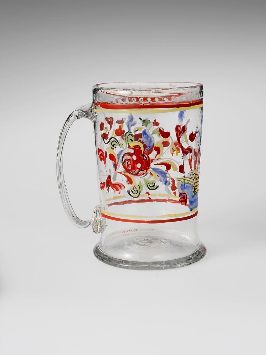 Mug, Non-lead glass with enamel decoration