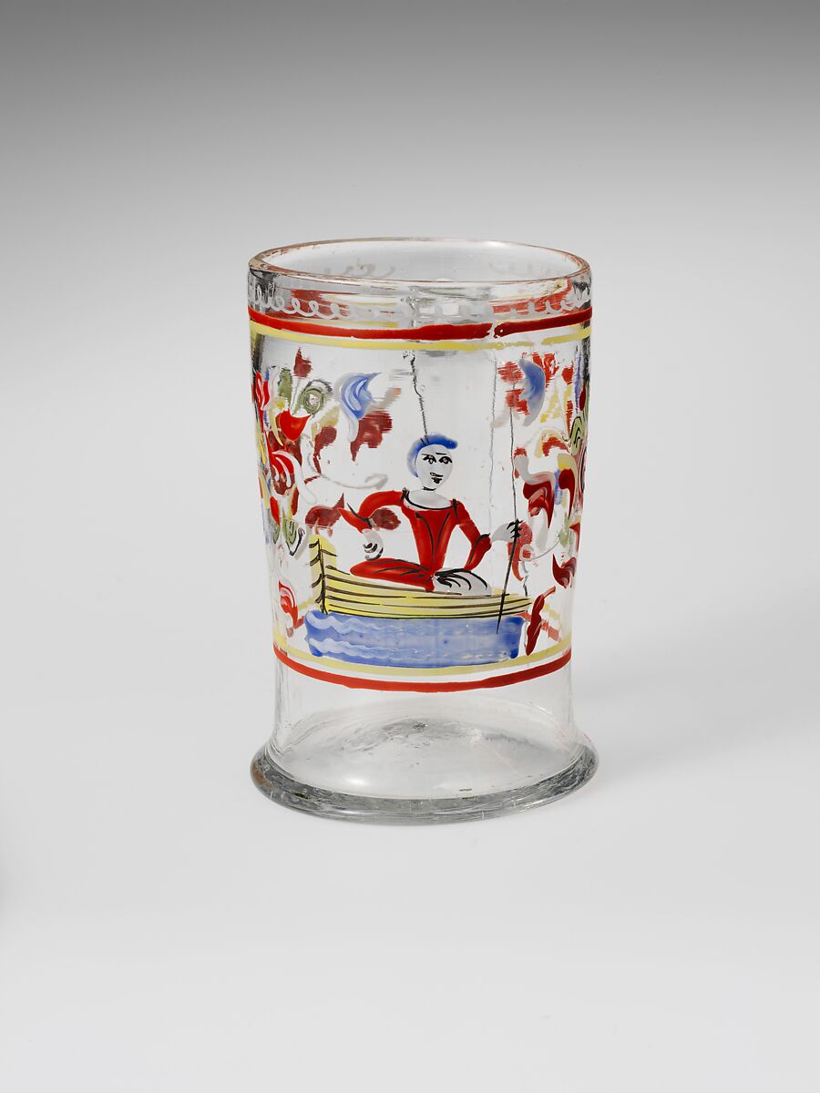 Mug, Non-lead glass with enamel decoration 