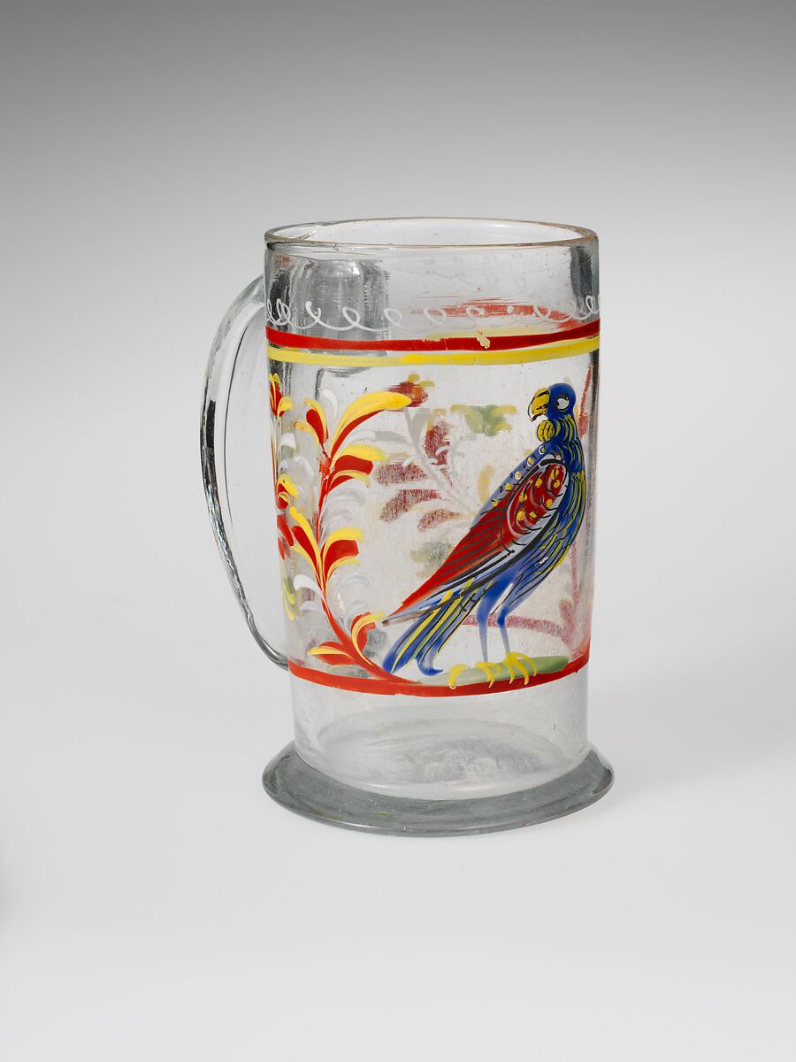 Mug, Non-lead glass with enamel decoration 