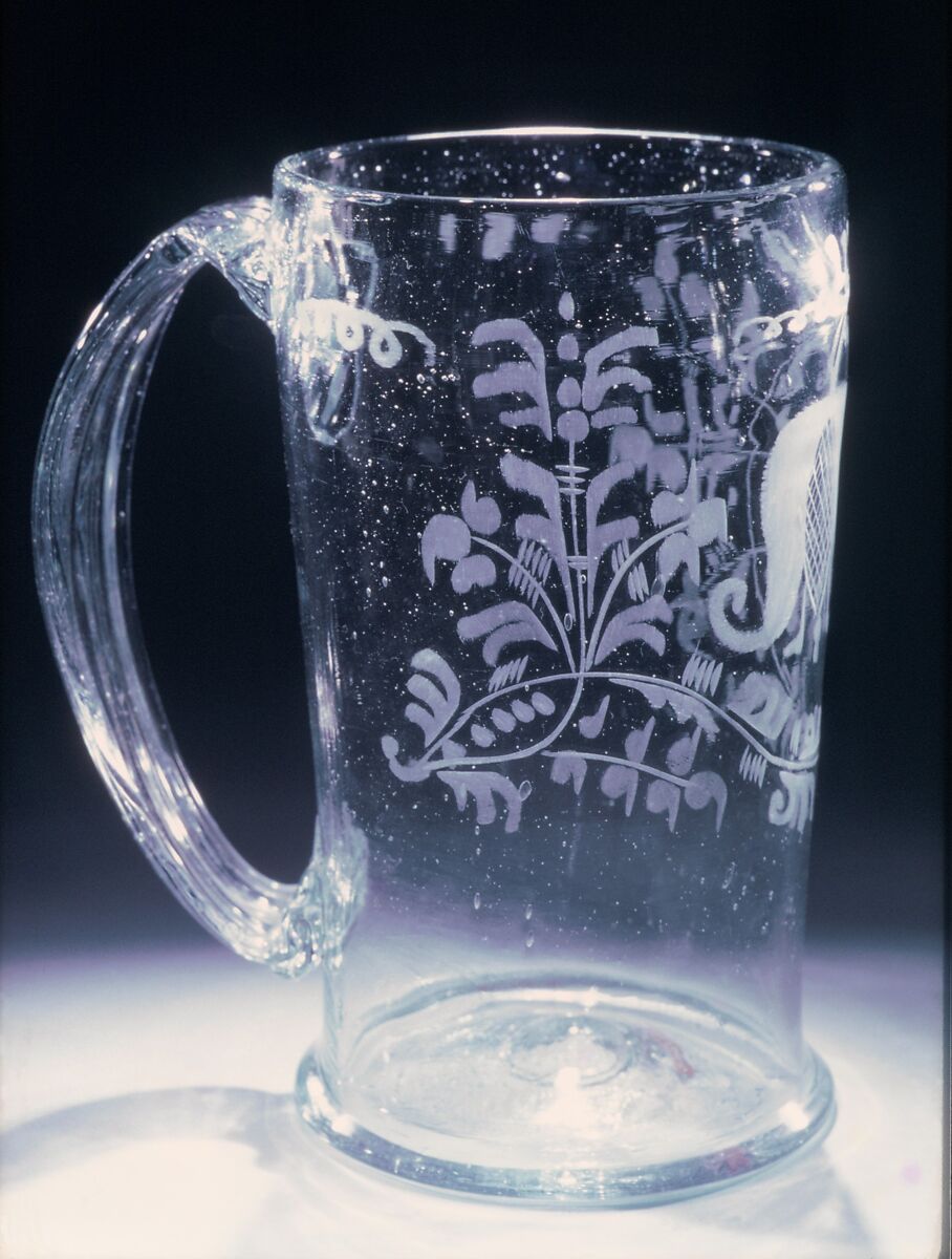 Mug, Glass with engraved decoration 