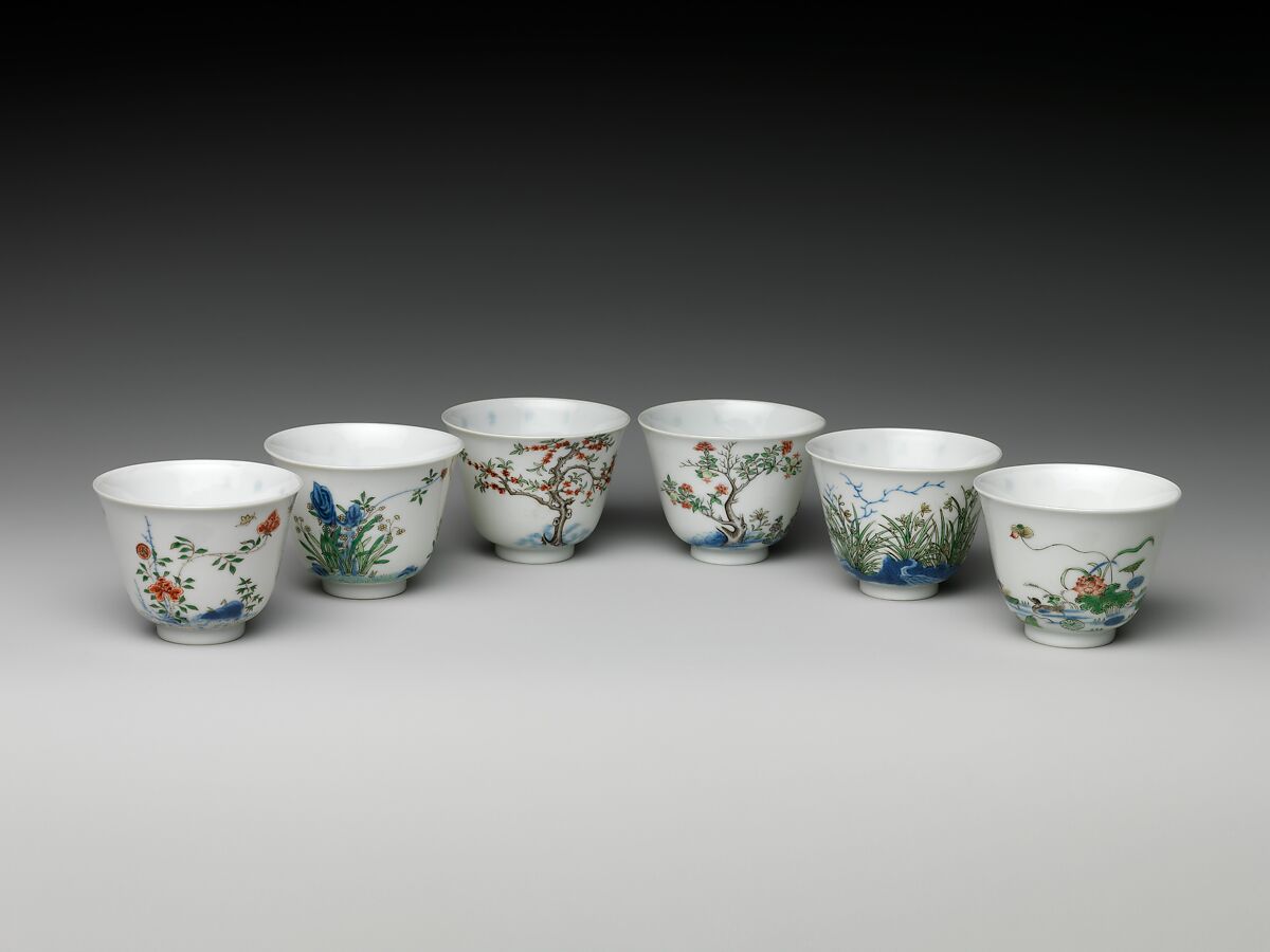 Set of wine cups with flowers of the twelve months, China