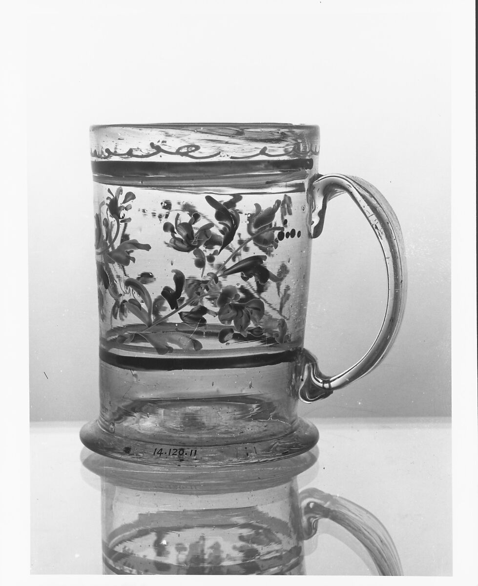 Mug, Non-lead glass with enamel decoration 