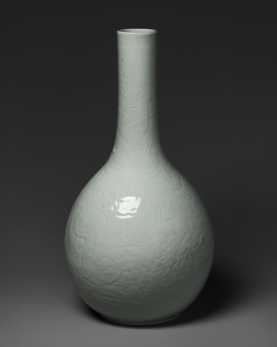 Bottle, White porcelain with incised design (Arita ware, Ko Imari style), Japan 