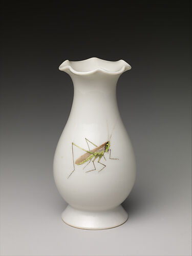 Vase decorated with katydids