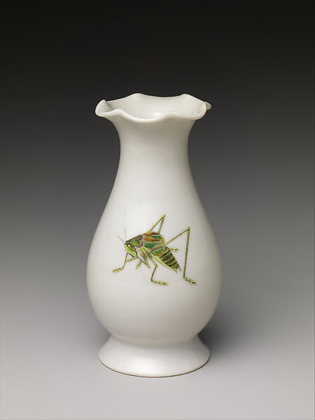 Vase decorated with katydids, Porcelain painted with colored enamels over a transparent glaze (Jingdezhen ware), China 