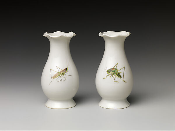 Vase decorated with katydids, Porcelain painted with colored enamels over a transparent glaze (Jingdezhen ware), China