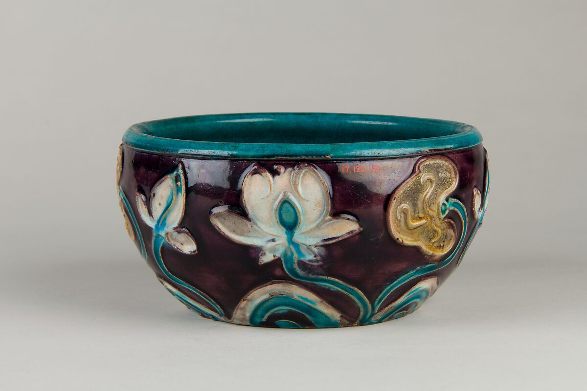 Bowl, Stoneware with cloisonné-style decoration, China
