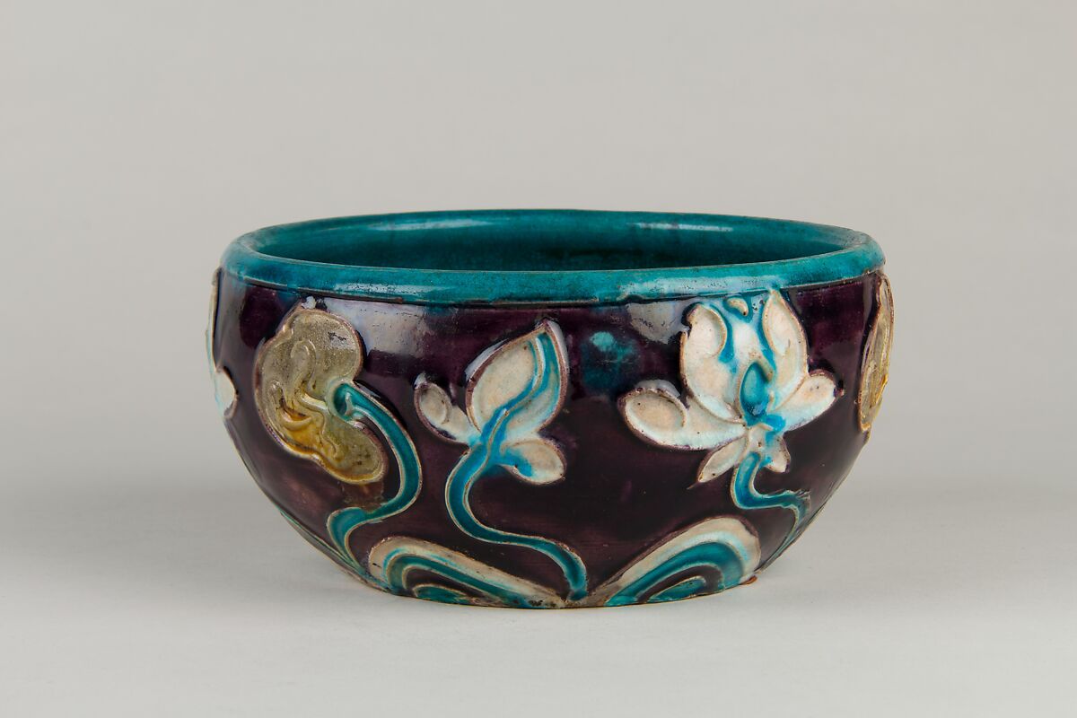Bowl, Stoneware with cloisonné-style decoration, China