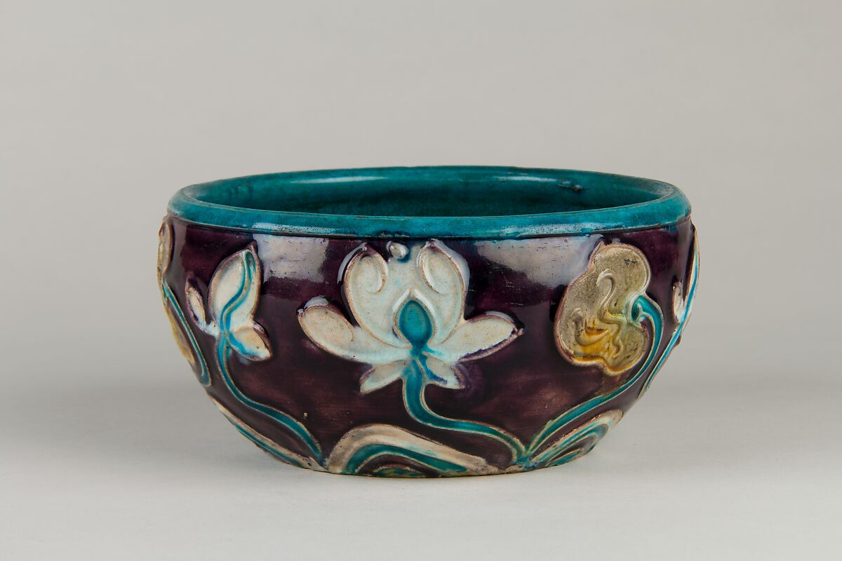 Bowl, Stoneware with cloisonné-style decoration, China 