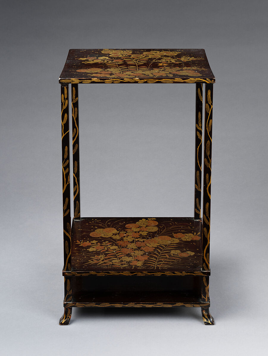 Stand with Autumn Grasses and Flowers, Lacquered wood with gold hiramaki-e and e-nashiji (“pear-skin picture”), Japan