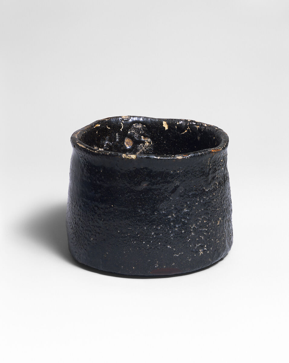 Black Seto (Seto-guro) Tea Bowl, named Iron Mallet (Tettsui), Stoneware with black glaze (Mino ware, Black Seto type), Japan 