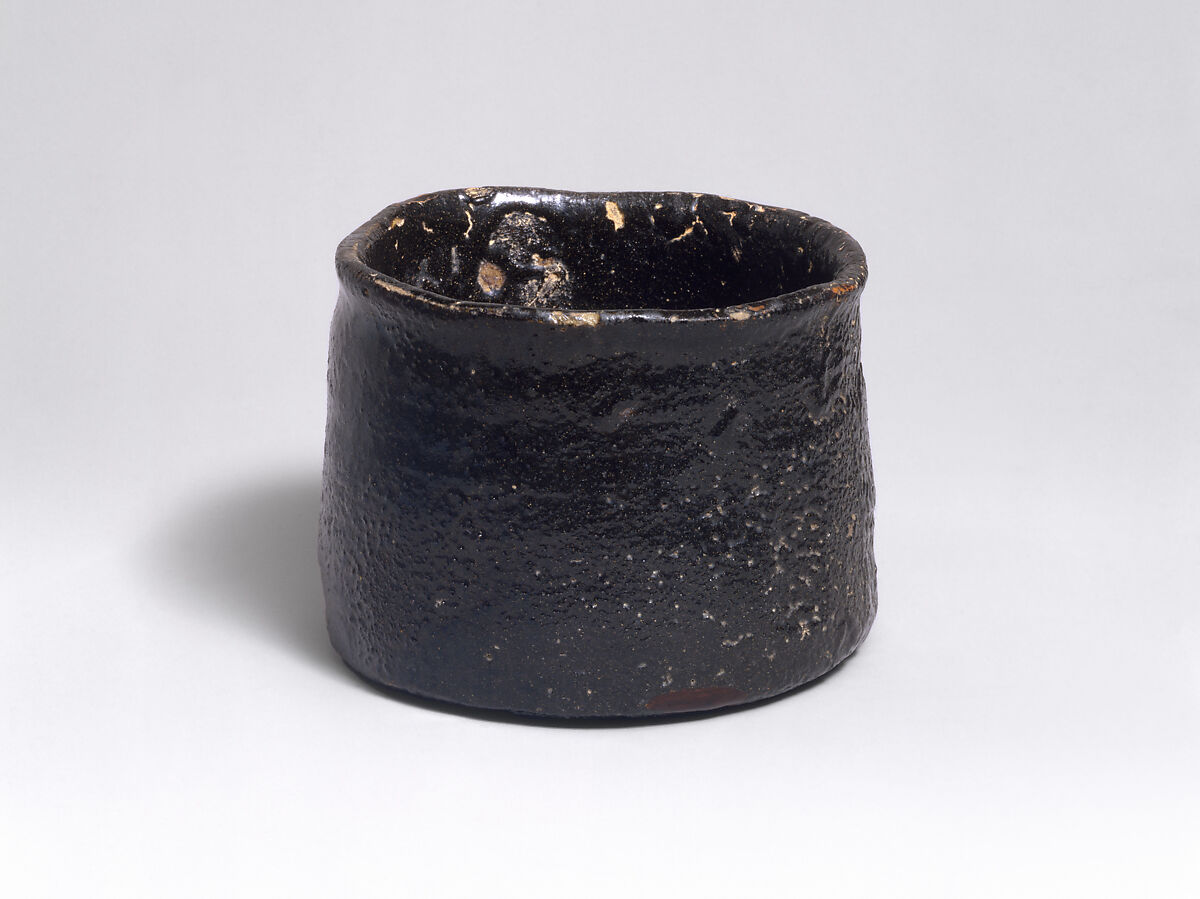 Black Seto (Seto-guro) Tea Bowl, named Iron Mallet (Tettsui), Stoneware with black glaze (Mino ware, Black Seto type), Japan