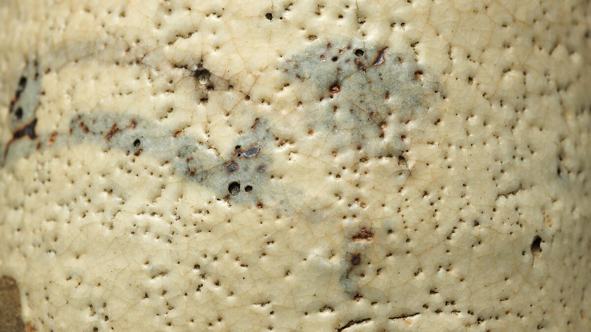 Shino Tea Bowl with Bridge and Shrine, Known as “Bridge of the Gods” (Shinkyō), Stoneware with iron oxide under glaze (Mino ware, Shino type) , Japan