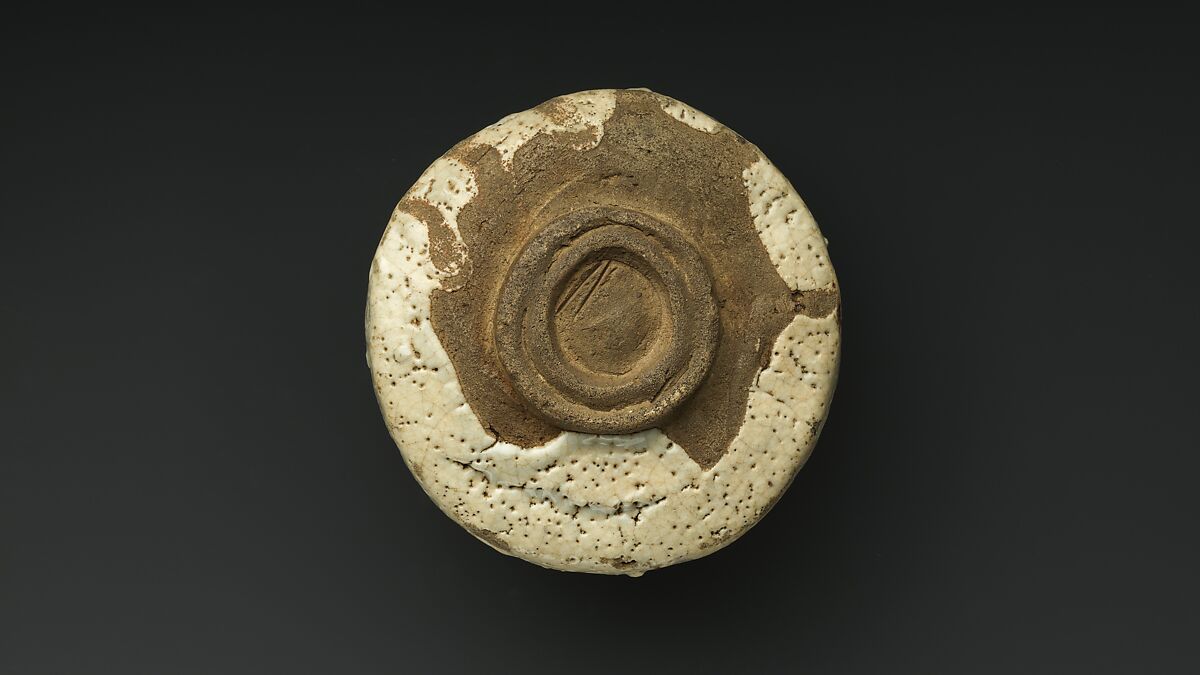 Shino Tea Bowl with Bridge and Shrine, Known as “Bridge of the Gods” (Shinkyō), Stoneware with iron oxide under glaze (Mino ware, Shino type) , Japan