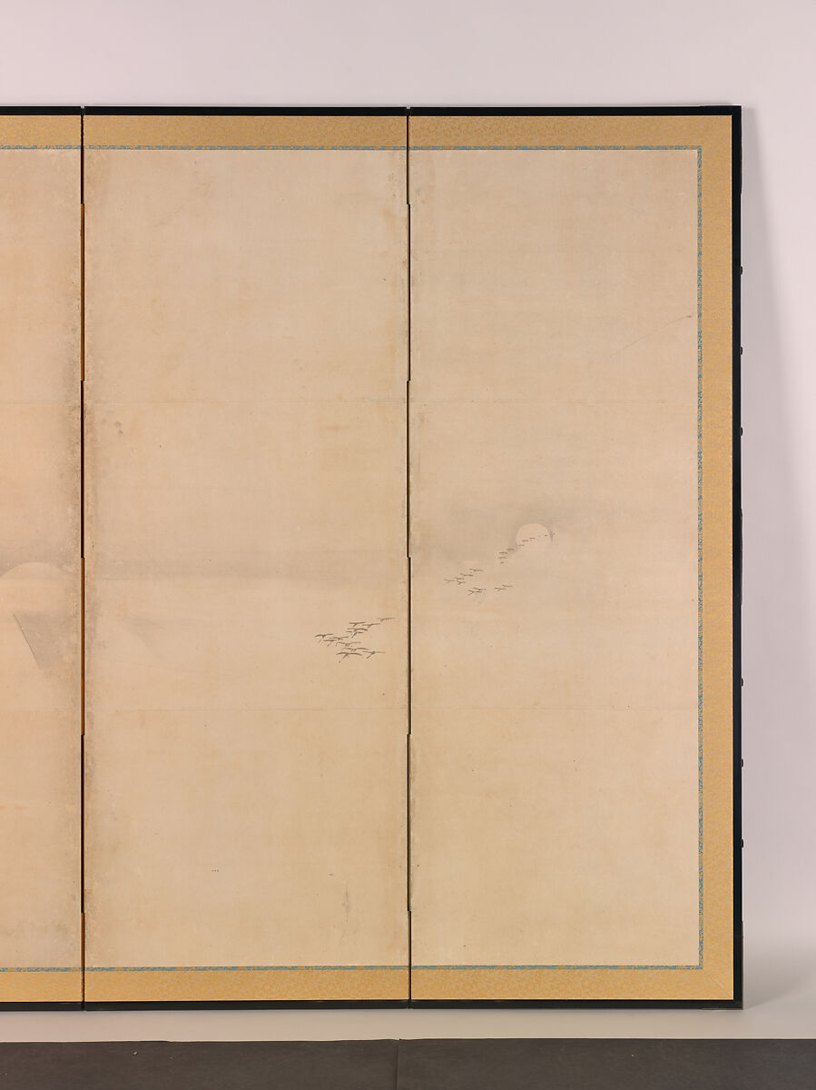 Landscapes of the Four Seasons, Kano Tan'yū (Japanese, 1602–1674), Pair of six-panel folding screens; ink and color on paper, Japan