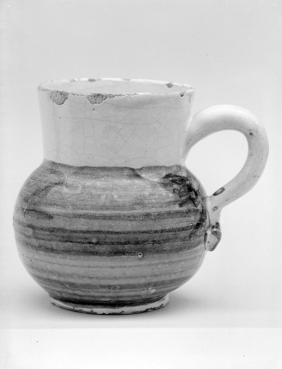 Mug, Lambeth Factories, Tin-enameled earthenware, British 