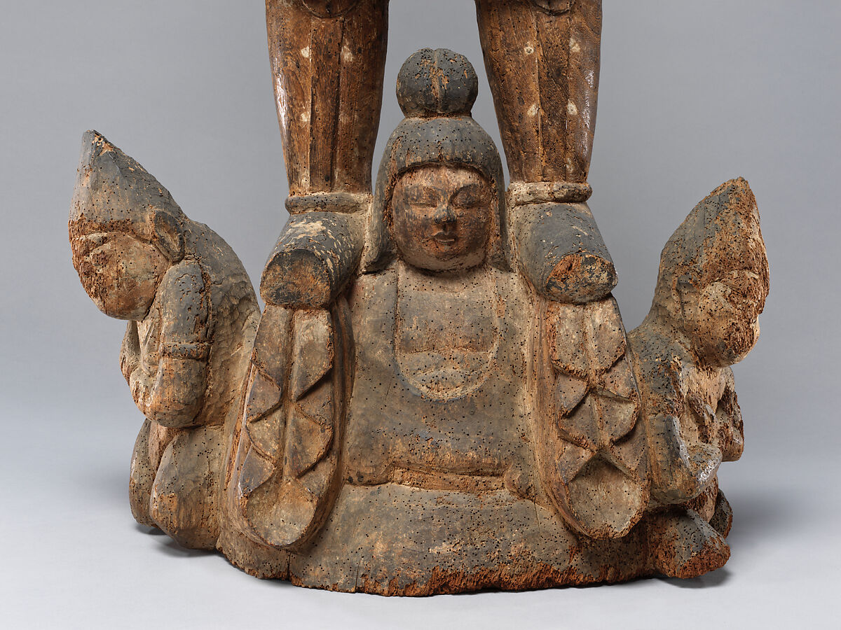 Tobatsu Bishamonten, Zelkova wood with traces of color, Japan