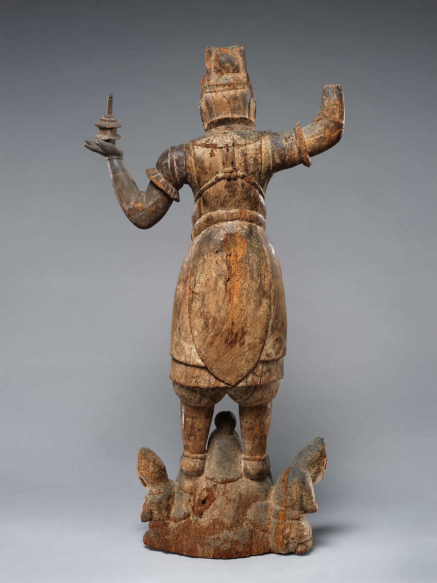 Tobatsu Bishamonten, Zelkova wood with traces of color, Japan