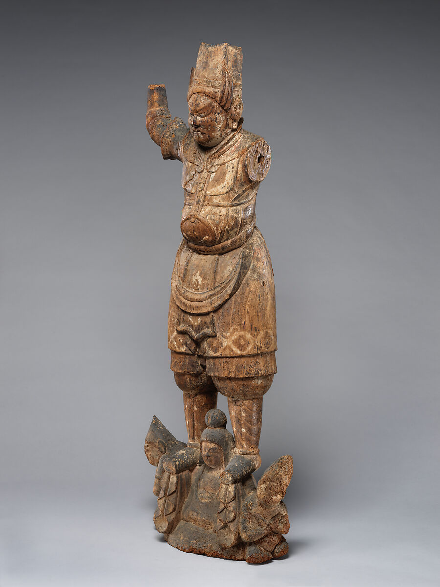 Tobatsu Bishamonten, Zelkova wood with traces of color, Japan