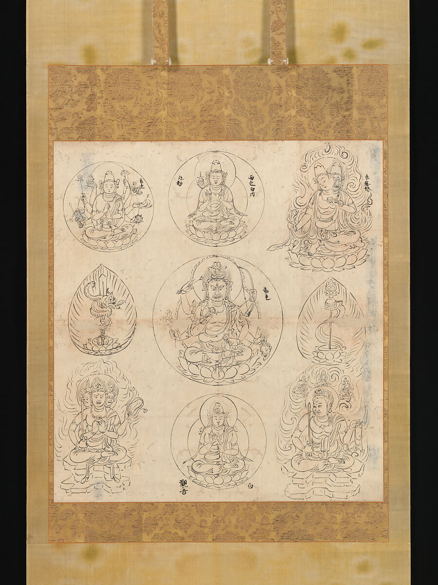 Iconographical Drawing of the Mandala of the Wisdom King Aizen, Hanging scroll; ink on paper, Japan