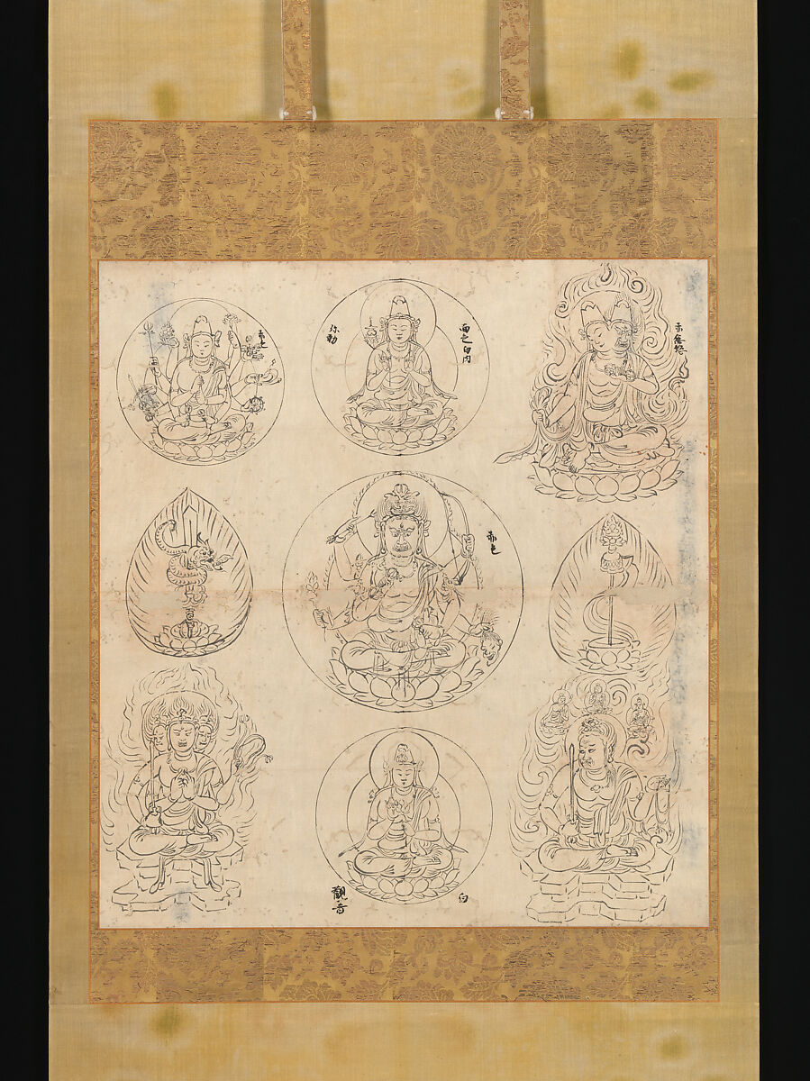 Iconographical Drawing of the Mandala of the Wisdom King Aizen, Hanging scroll; ink on paper, Japan 