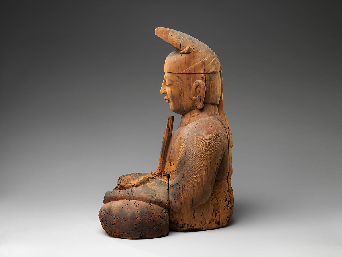 Male and Female Shinto Deities, Japanese cypress with traces of color, Japan