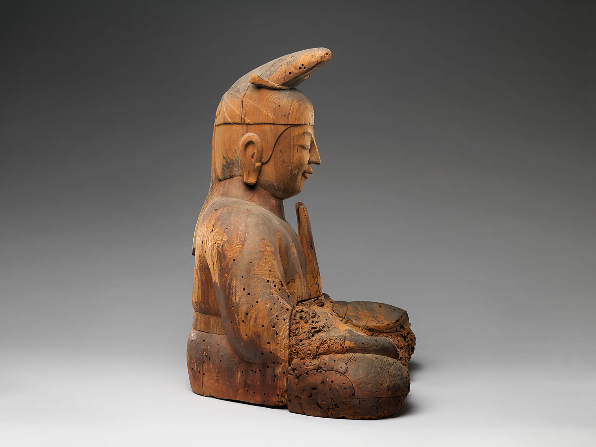 Male and Female Shinto Deities, Japanese cypress with traces of color, Japan