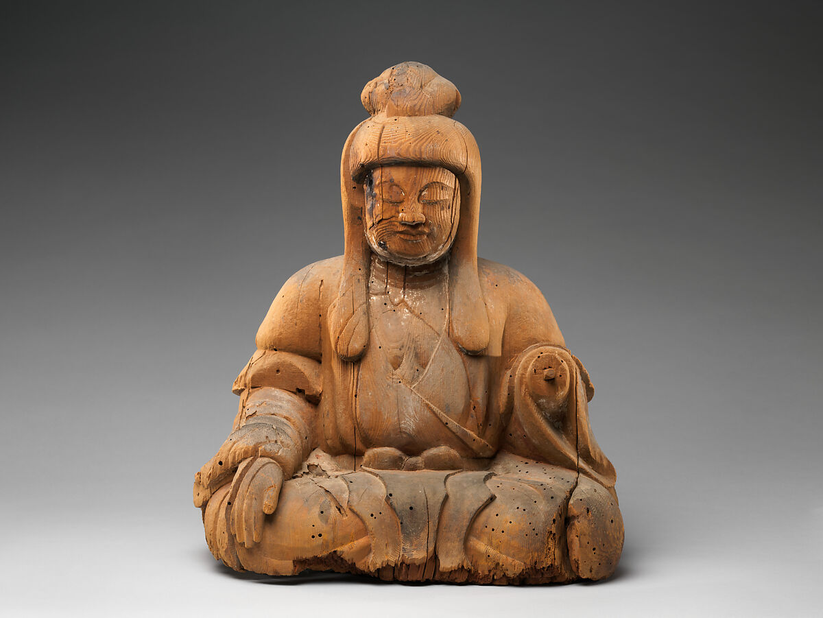 Male and Female Shinto Deities, Japanese cypress with traces of color, Japan