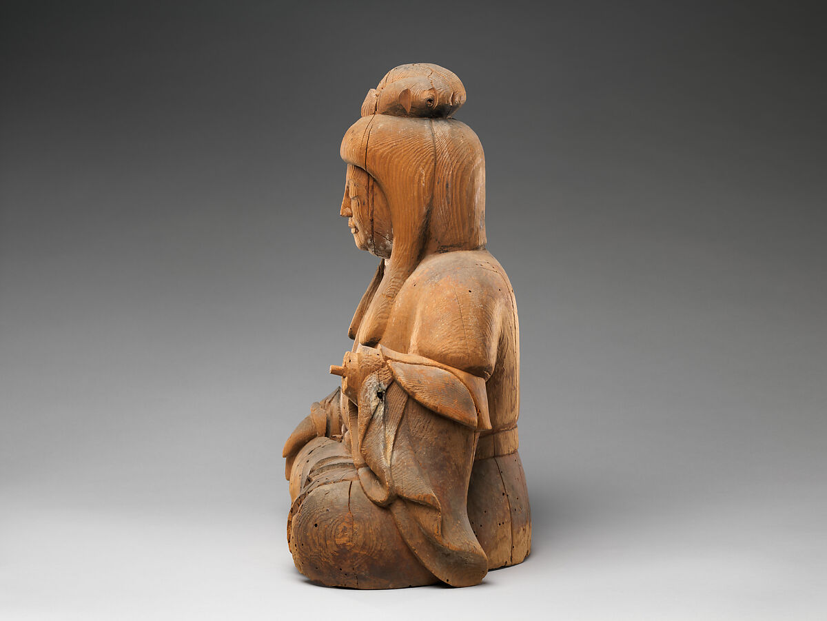 Male and Female Shinto Deities, Japanese cypress with traces of color, Japan