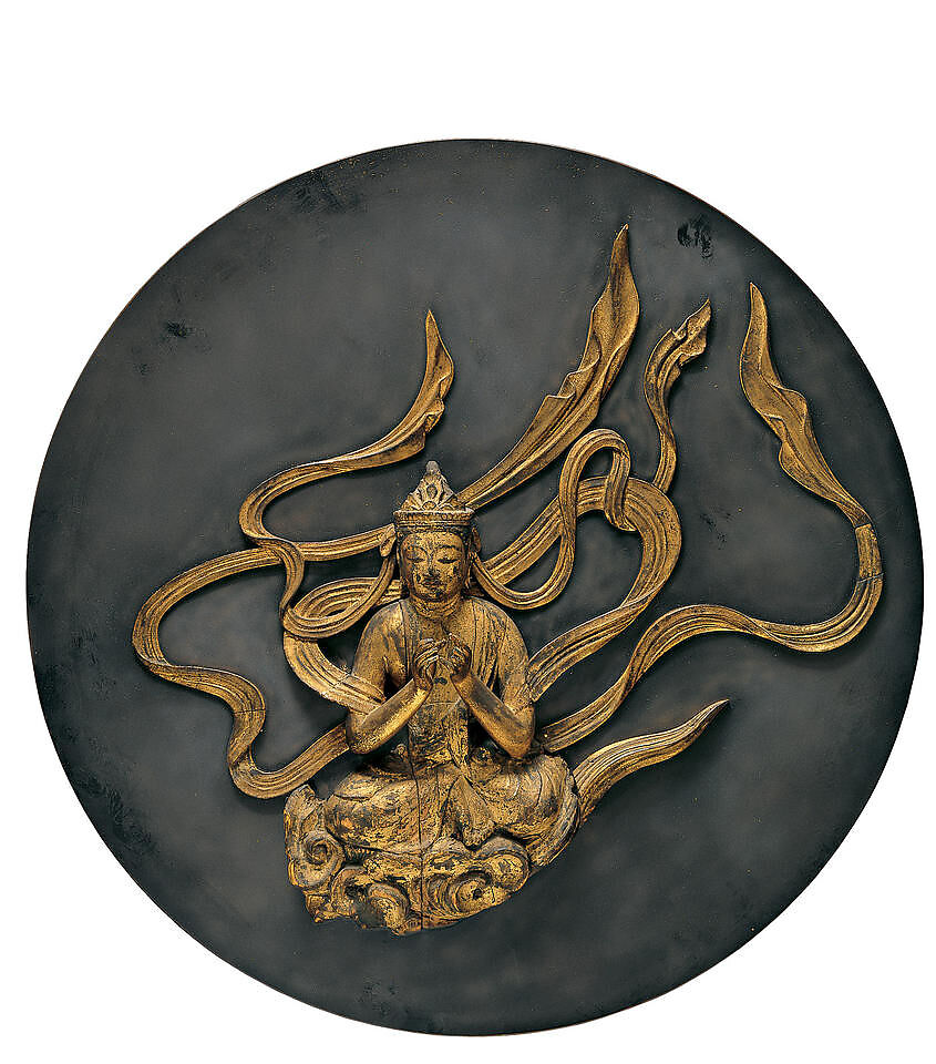 Flying Apsaras (Hiten), Japanese cypress with lacquer and gold, Japan