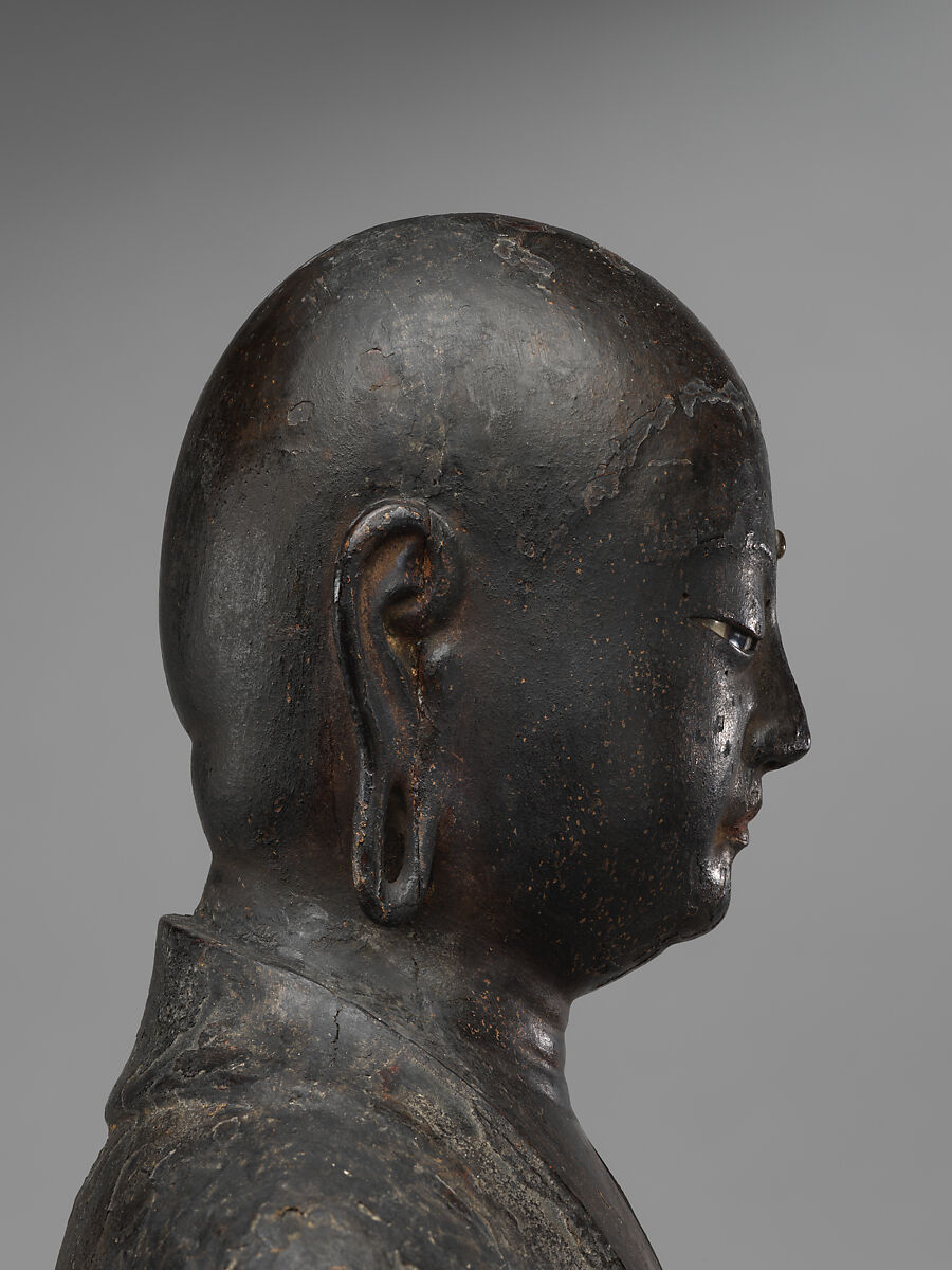 Jizō, Bodhisattva of the Earth Store (Kshitigarbha), Kaikei (Japanese, active 1183–1223), Lacquered Japanese cypress, color, gold, cut gold, and inlaid crystal, Japan