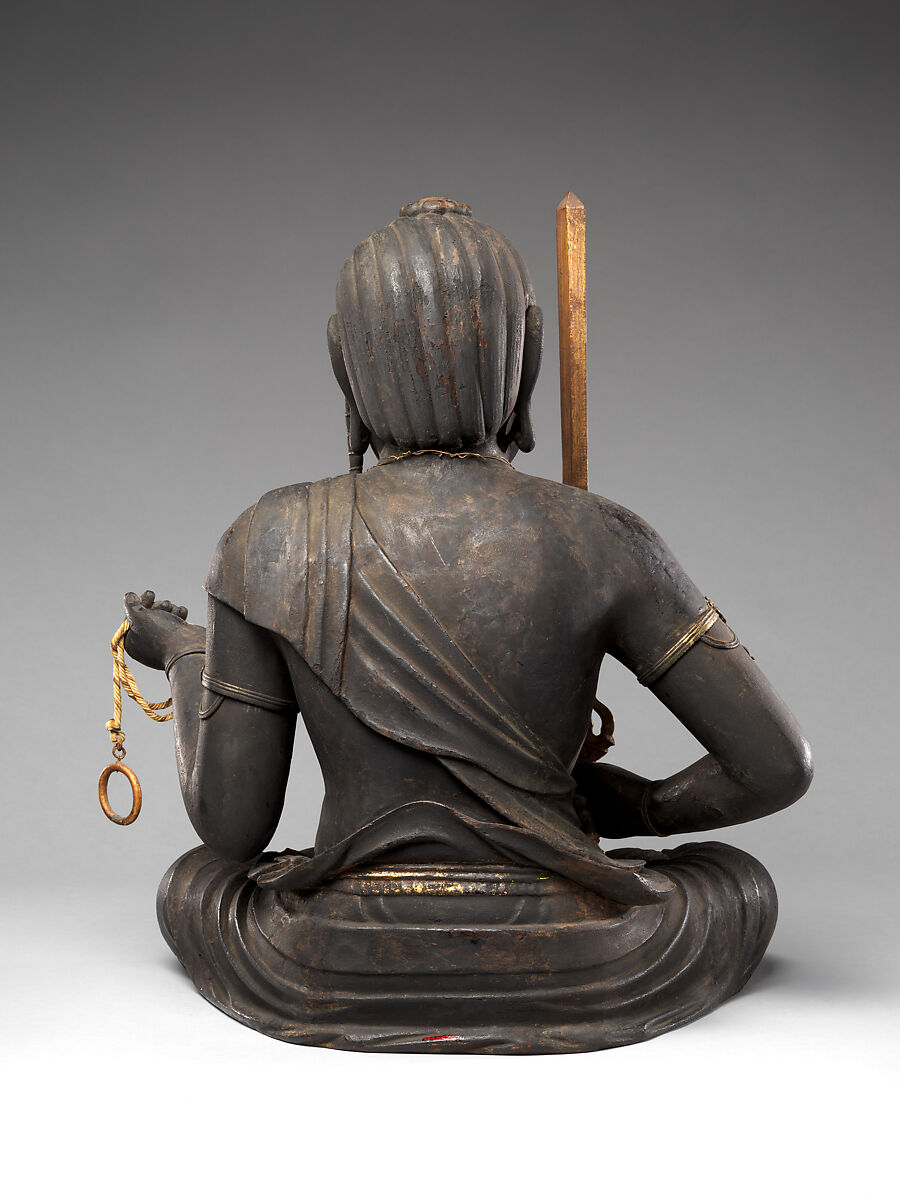 Fudō Myōō, the Immovable Wisdom King (Achala Vidyaraja), Kaikei (Japanese, active 1183–1223), Japanese cypress with lacquer, color, gold, cut gold leaf (kirikane), and inlaid crystal eyes, Japan