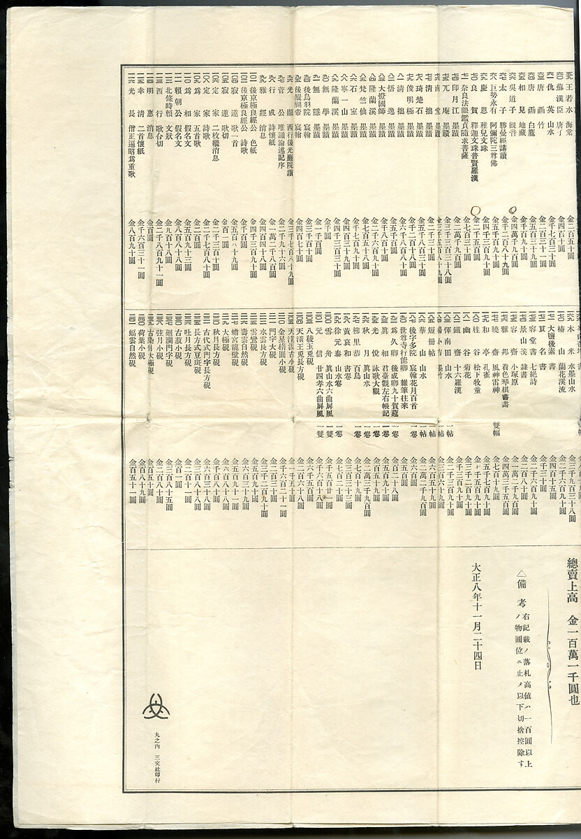 Shaka (Shakyamuni), the Historical Buddha, with Two Attendant Bodhisattvas and Sixteen Arhats, Hanging scroll; ink, color, and gold on silk, Japan