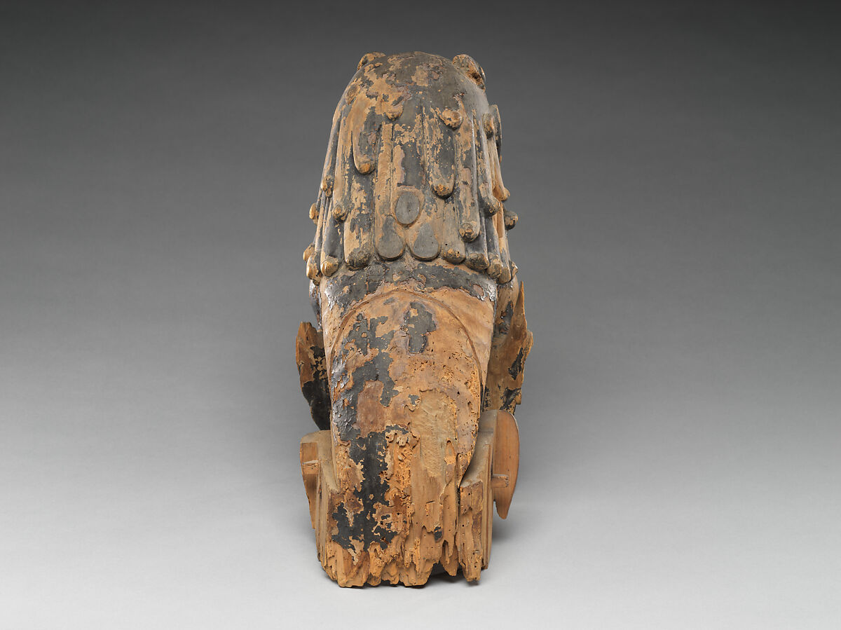 Guardian Lion-Dogs, Japanese cypress with lacquer, gold leaf, and color, Japan