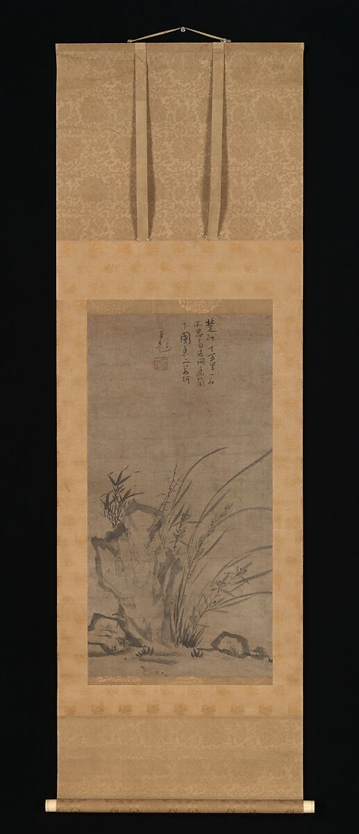 Orchids, Bamboo, Briars, and Rocks, Tesshū Tokusai (Japanese, died 1366), Hanging scroll; ink on paper, Japan