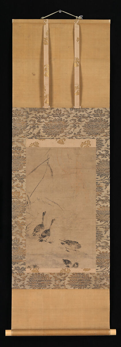 Geese and Reeds, Hanging scroll; ink on paper, Japan