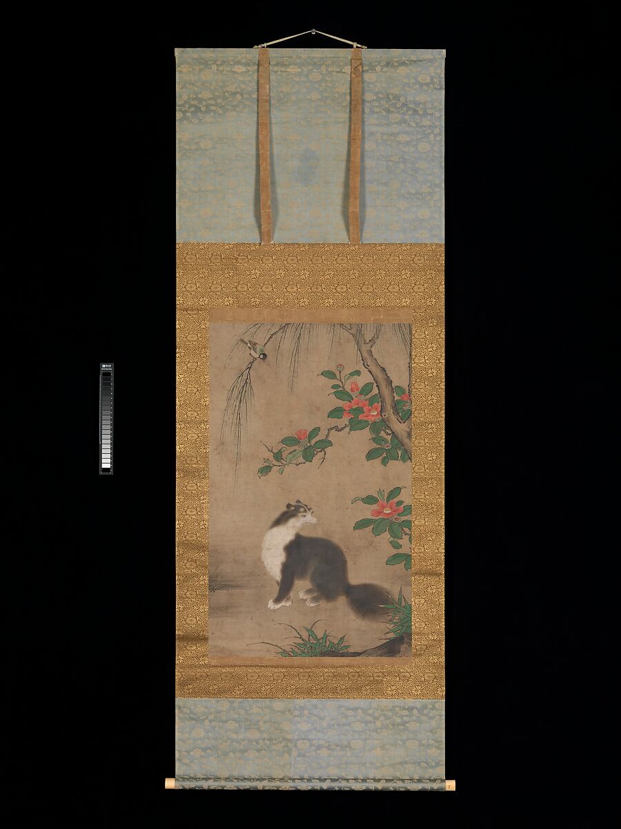 Musk Cat, Uto Gyoshi (Japanese, active second half of 16th century), Hanging scroll; ink and color on paper, Japan