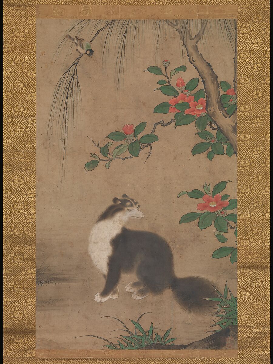 Musk Cat, Uto Gyoshi  Japanese, Hanging scroll; ink and color on paper, Japan