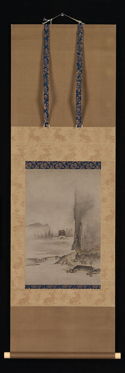 Two Views from the Eight Views of the Xiao and Xiang Rivers, Kantei (Japanese, active second half of 15th century), Pair of hanging scrolls; ink and color on paper, Japan