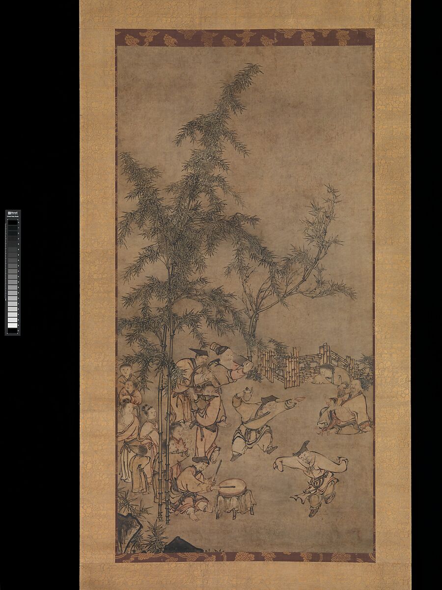 Seven Sages of the Bamboo Grove, Sesson Shūkei  Japanese, Hanging scroll; ink and color on paper, Japan