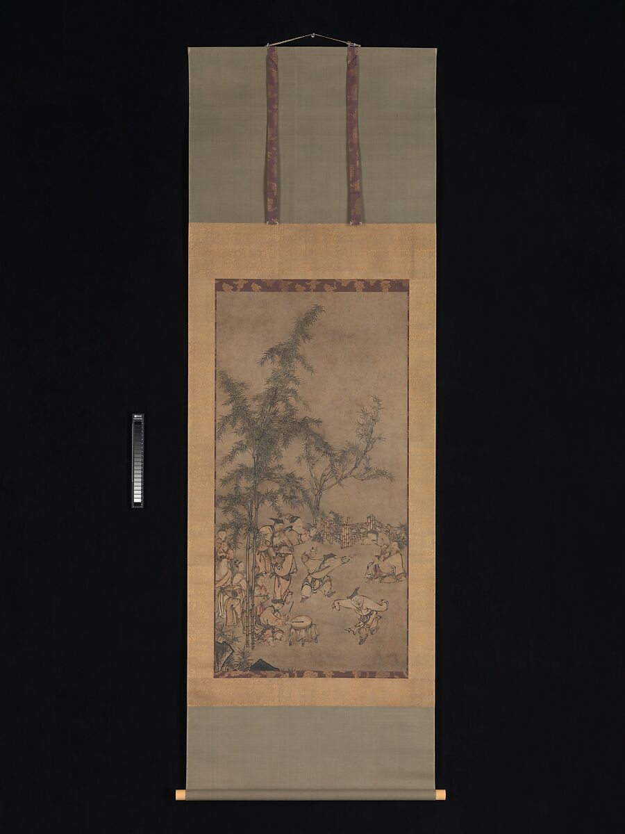 Seven Sages of the Bamboo Grove, Sesson Shūkei (ca. 1504–ca. 1589), Hanging scroll; ink and color on paper, Japan