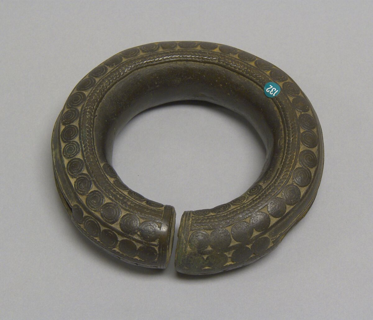 Hollow Anklet with Pellet and "S"-Shaped Spirals, Bronze, Thailand