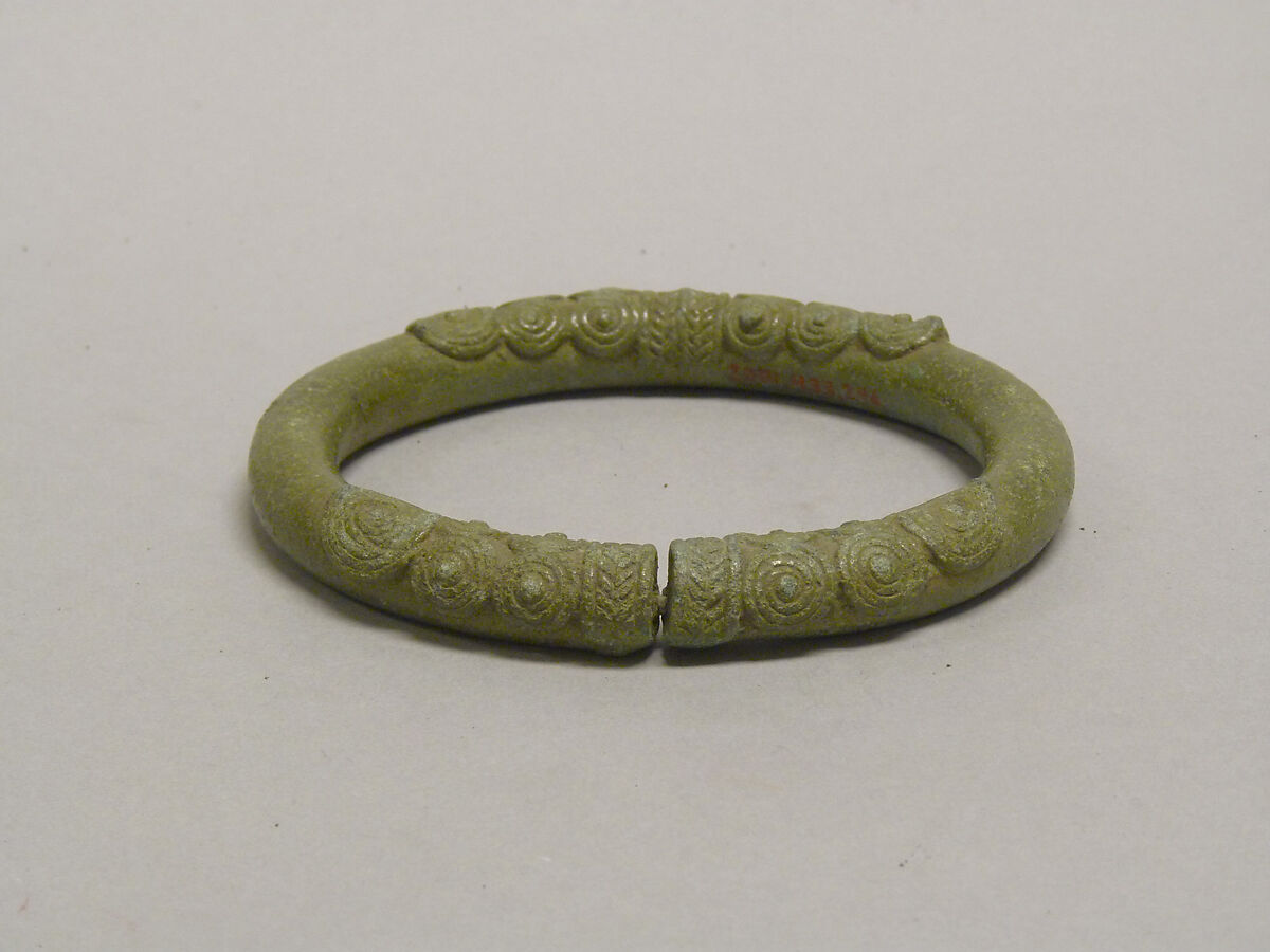 One from a Pair of Solid Anklets with Spiral Decoration, Bronze, Thailand 