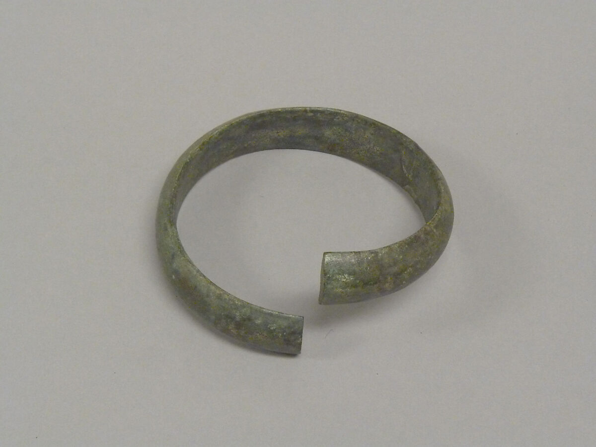 One from a Pair of Undecorated Torqued Anklets, Bronze, Thailand