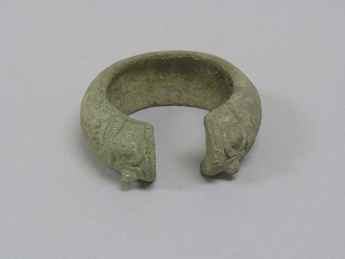 One From a Pair of Bracelets with Wide Open Ends, Bronze, Thailand 
